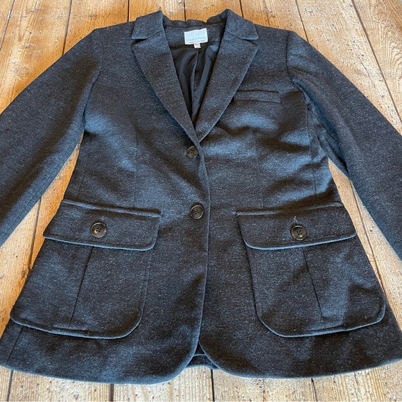 Judith & Charles Virgin Wool Blend Blazer Charcoal Gray Lined Jacket Size 6 - Picture 3 of 7